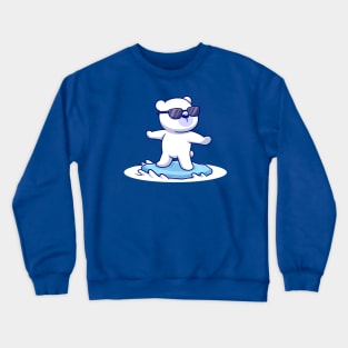 Cute Polar Bears Surfing Cartoon Crewneck Sweatshirt